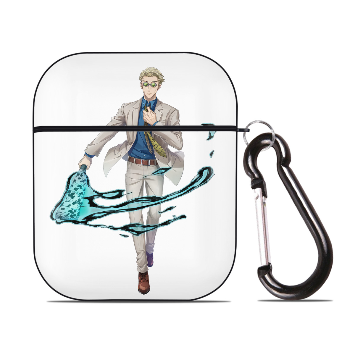 （画像用） 呪術廻戦 Jujutsu Kaisen AirPods 第2世代保護ケース ハードシェル ブラック 耐衝撃・防指紋・カラビナ付き