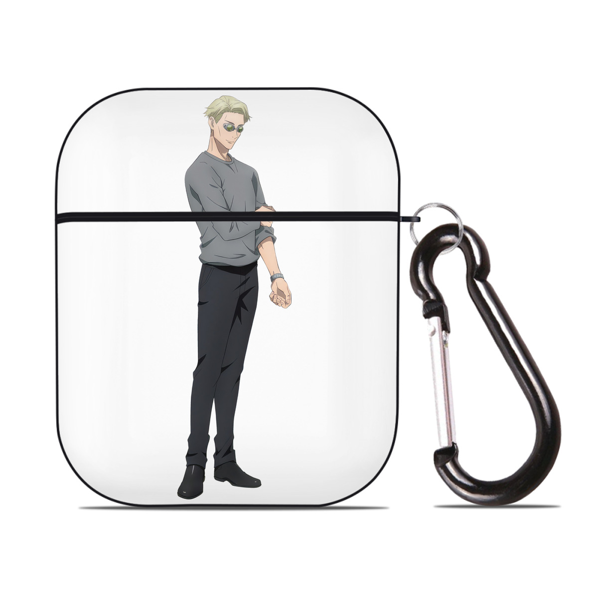 （画像用） 呪術廻戦 Jujutsu Kaisen AirPods 第2世代保護ケース ハードシェル ブラック 耐衝撃・防指紋・カラビナ付き