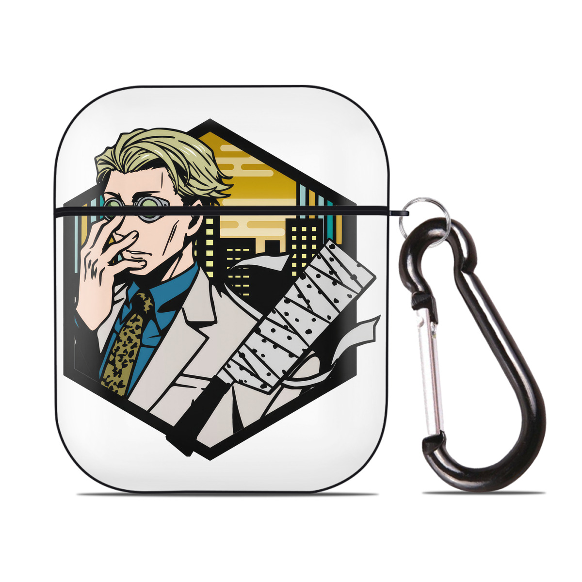 （画像用） 呪術廻戦 Jujutsu Kaisen AirPods 第2世代保護ケース ハードシェル ブラック 耐衝撃・防指紋・カラビナ付き