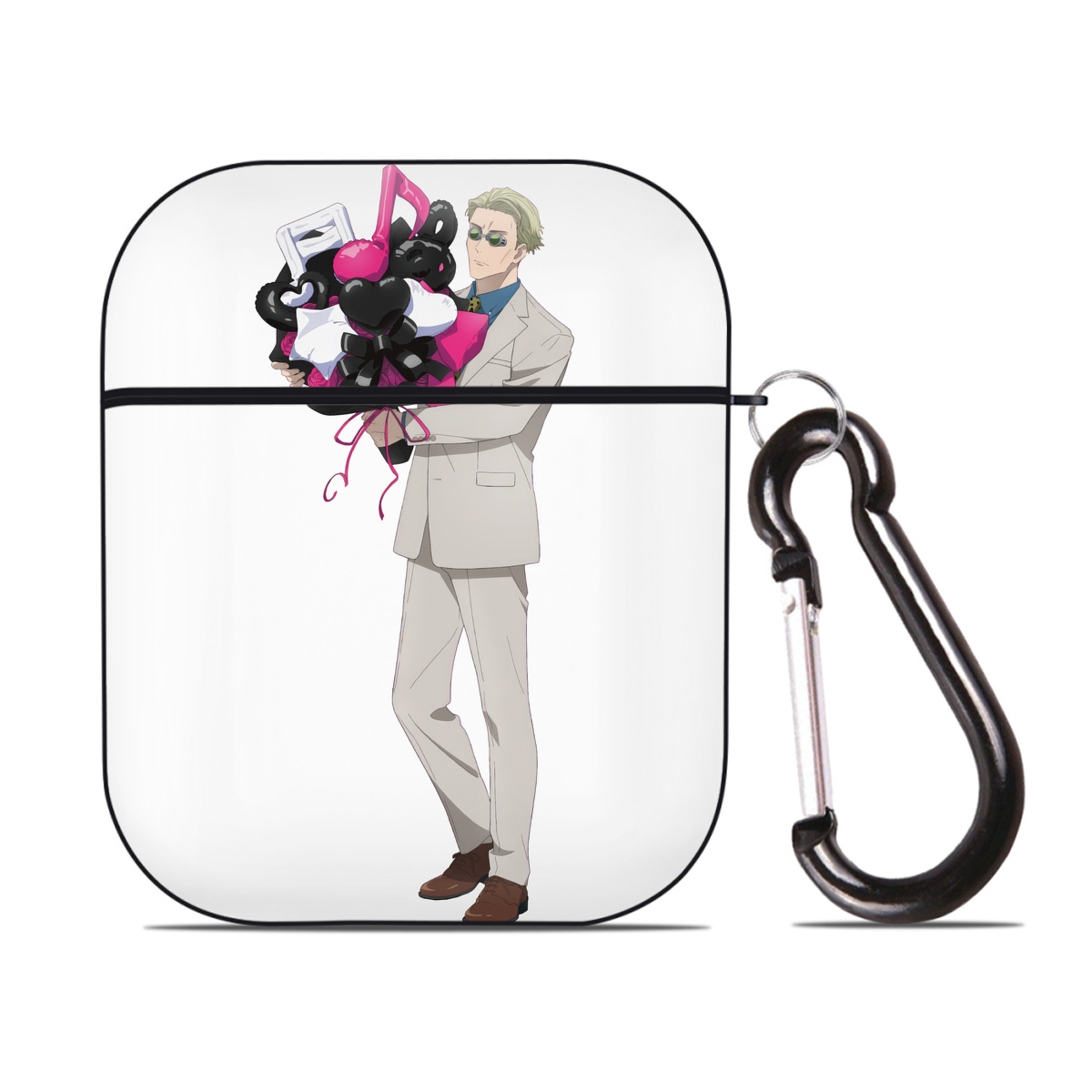 （画像用） 呪術廻戦 Jujutsu Kaisen AirPods 第2世代保護ケース ハードシェル ブラック 耐衝撃・防指紋・カラビナ付き