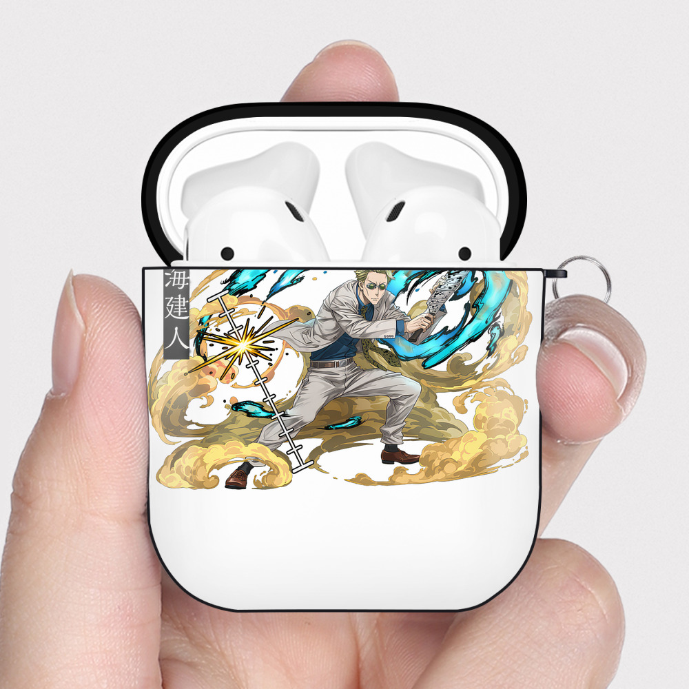 （画像用） 呪術廻戦 Jujutsu Kaisen AirPods 第2世代保護ケース ハードシェル ブラック 耐衝撃・防指紋・カラビナ付き