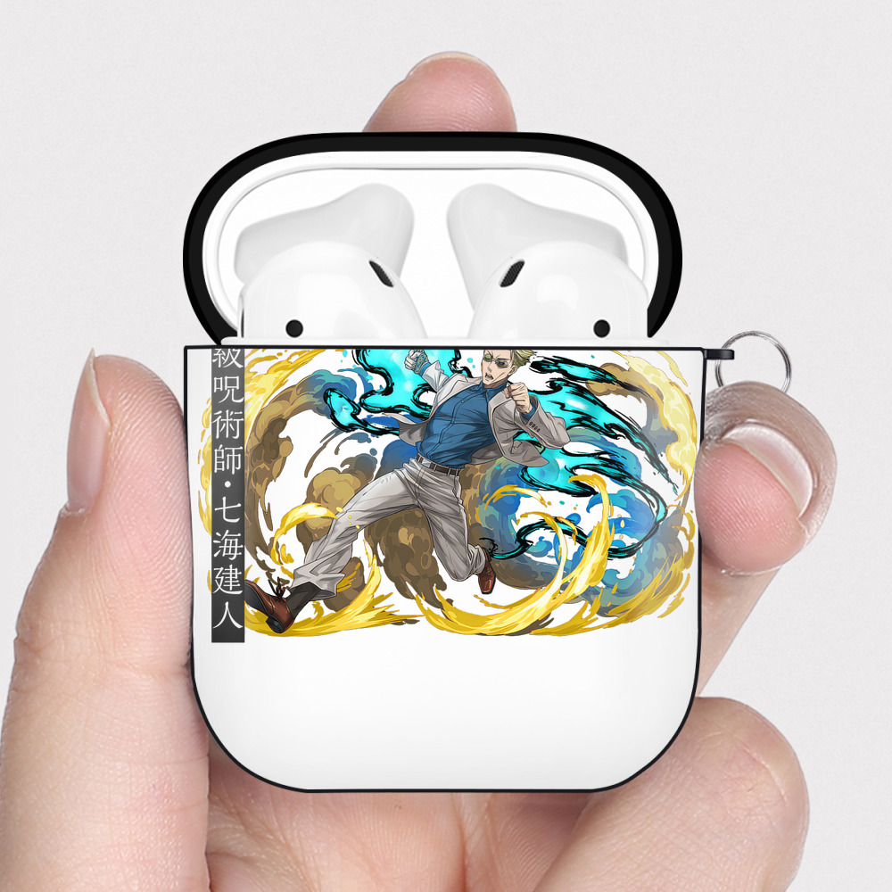 （画像用） 呪術廻戦 Jujutsu Kaisen AirPods 第2世代保護ケース ハードシェル ブラック 耐衝撃・防指紋・カラビナ付き