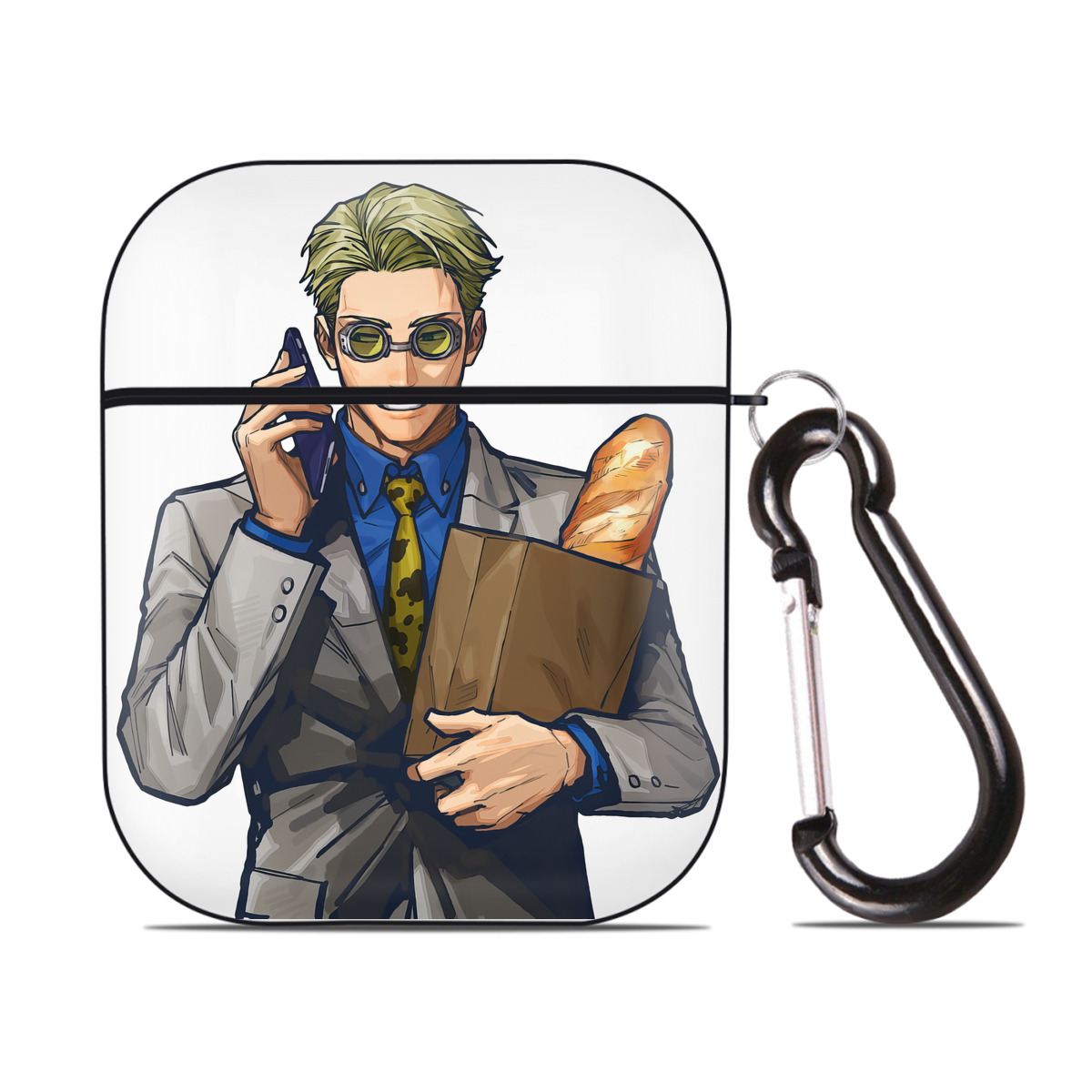 （画像用） 呪術廻戦 Jujutsu Kaisen AirPods 第2世代保護ケース ハードシェル ブラック 耐衝撃・防指紋・カラビナ付き