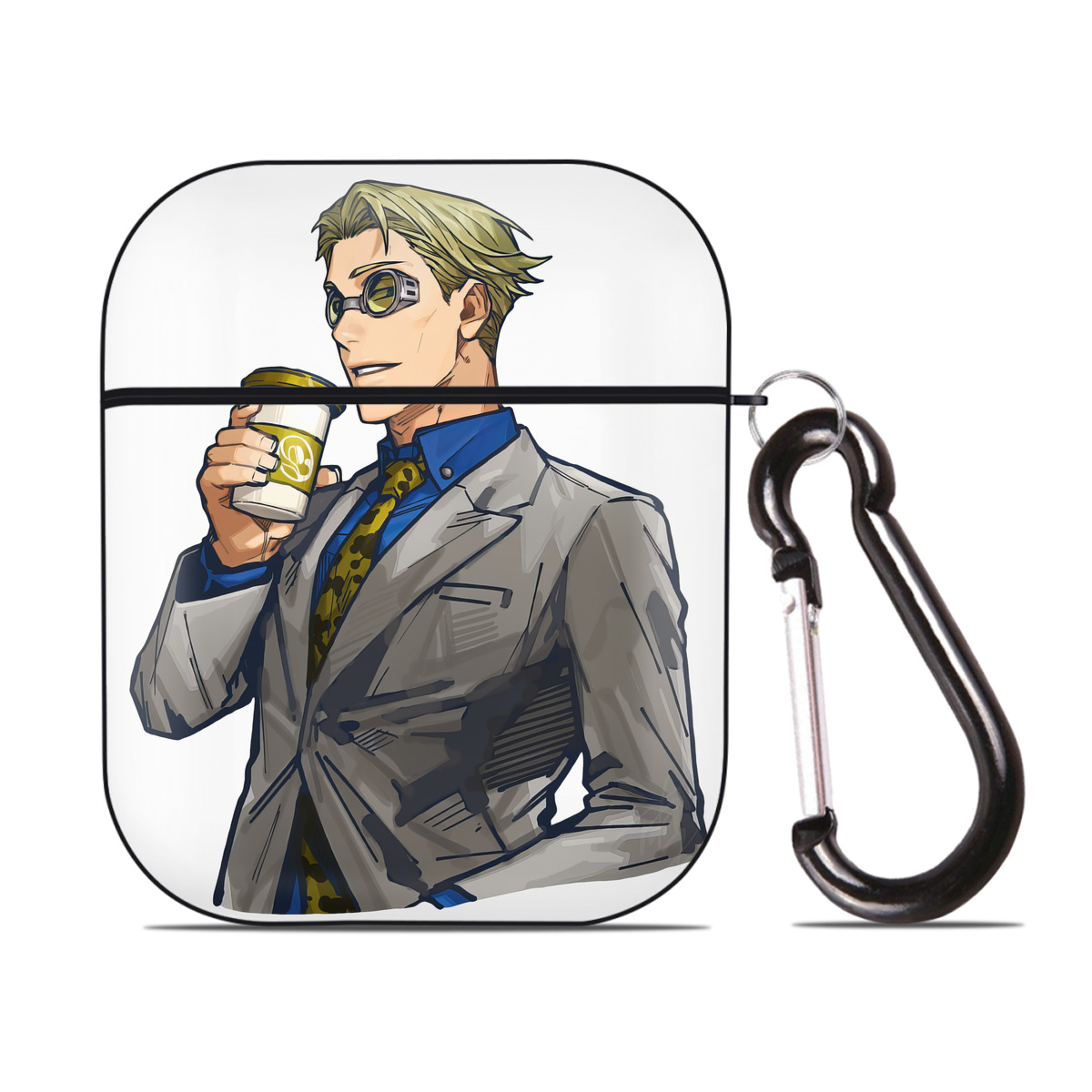 （画像用） 呪術廻戦 Jujutsu Kaisen AirPods 第2世代保護ケース ハードシェル ブラック 耐衝撃・防指紋・カラビナ付き