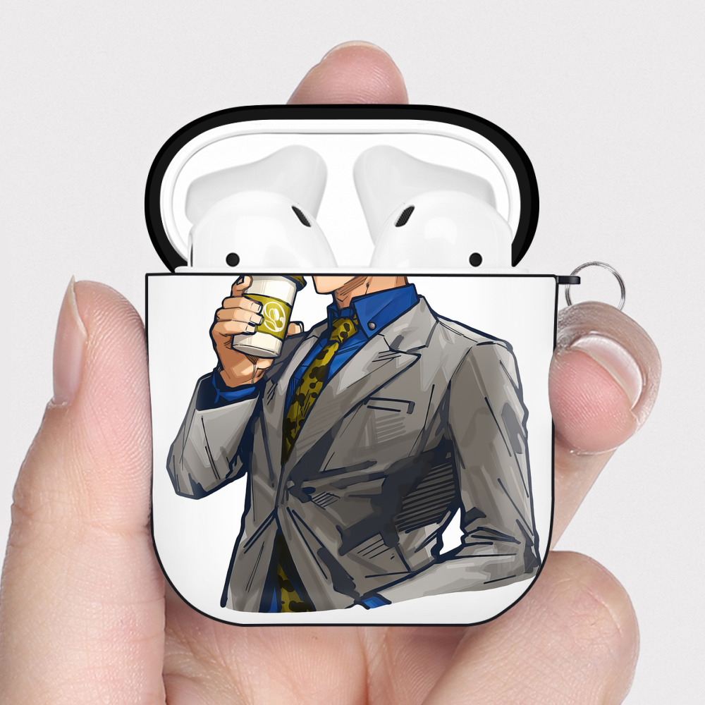 （画像用） 呪術廻戦 Jujutsu Kaisen AirPods 第2世代保護ケース ハードシェル ブラック 耐衝撃・防指紋・カラビナ付き