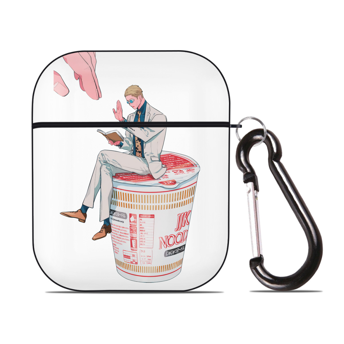 （画像用） 呪術廻戦 Jujutsu Kaisen AirPods 第2世代保護ケース ハードシェル ブラック 耐衝撃・防指紋・カラビナ付き