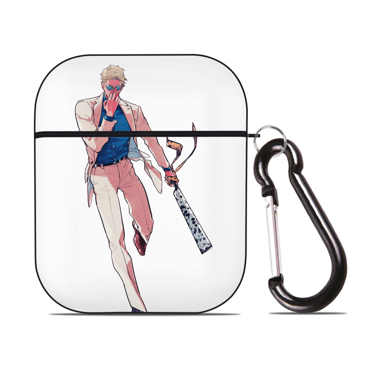 （画像用） 呪術廻戦 Jujutsu Kaisen AirPods 第2世代保護ケース ハードシェル ブラック 耐衝撃・防指紋・カラビナ付き