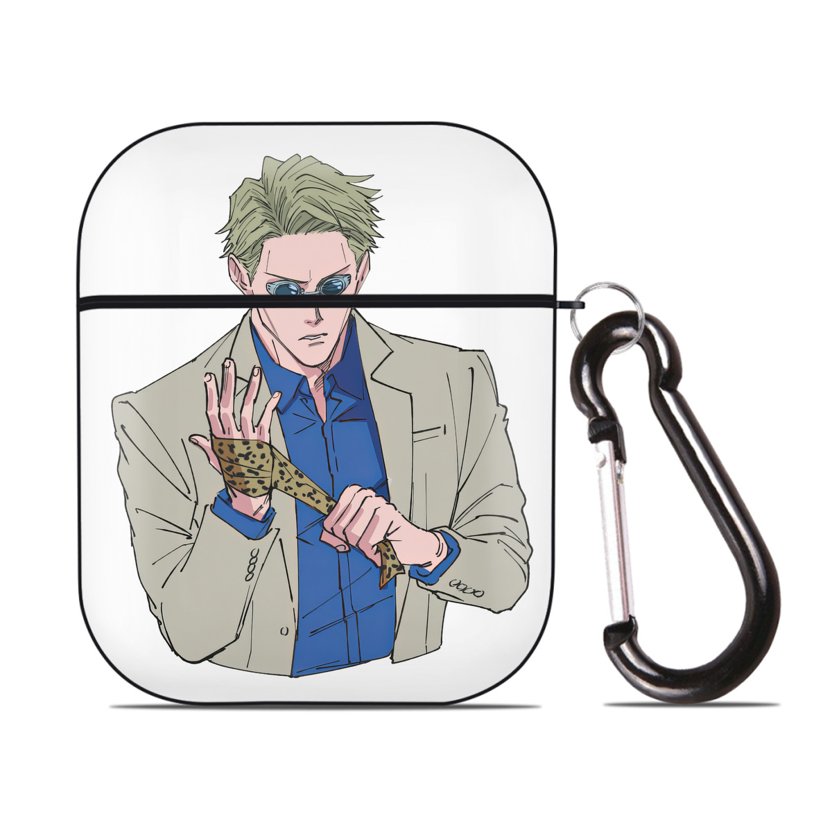（画像用） 呪術廻戦 Jujutsu Kaisen AirPods 第2世代保護ケース ハードシェル ブラック 耐衝撃・防指紋・カラビナ付き