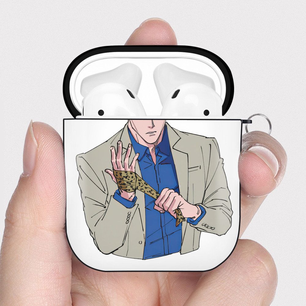 （画像用） 呪術廻戦 Jujutsu Kaisen AirPods 第2世代保護ケース ハードシェル ブラック 耐衝撃・防指紋・カラビナ付き