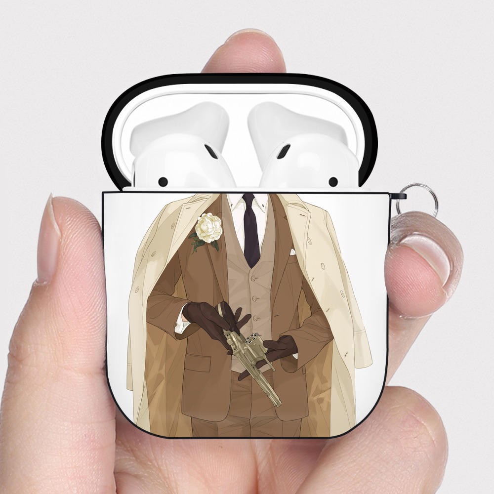 （画像用） 呪術廻戦 Jujutsu Kaisen AirPods 第2世代保護ケース ハードシェル ブラック 耐衝撃・防指紋・カラビナ付き