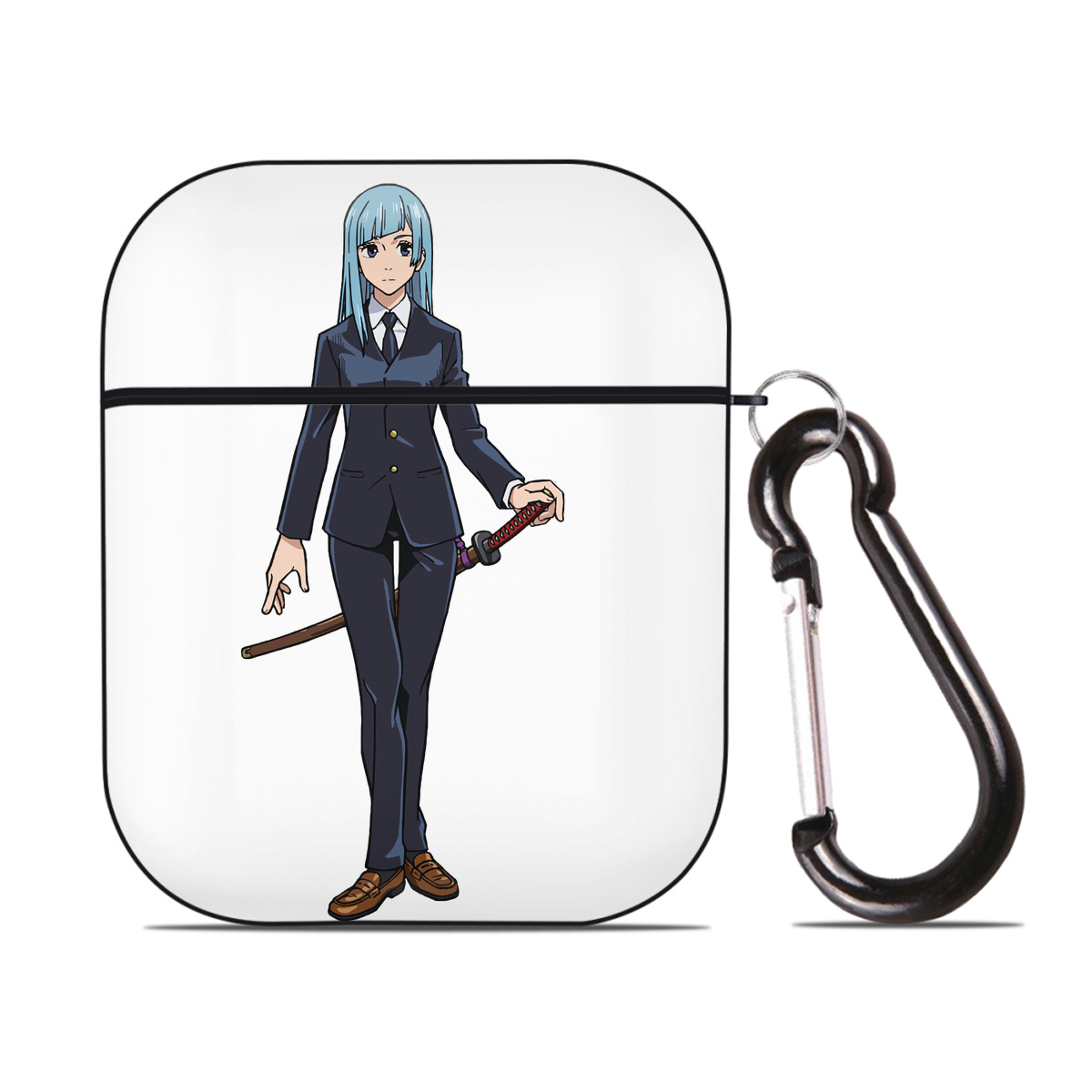 （画像用） 呪術廻戦 Jujutsu Kaisen AirPods 第2世代保護ケース ハードシェル ブラック 耐衝撃・防指紋・カラビナ付き