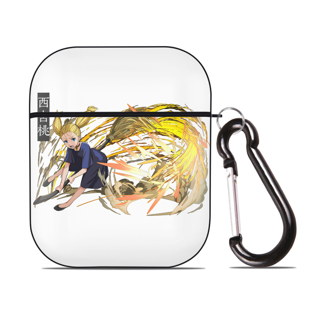 （画像用） 呪術廻戦 Jujutsu Kaisen AirPods 第2世代保護ケース ハードシェル ブラック 耐衝撃・防指紋・カラビナ付き