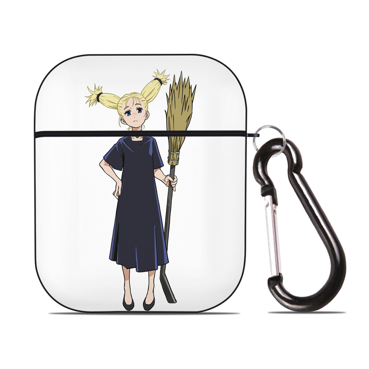 （画像用） 呪術廻戦 Jujutsu Kaisen AirPods 第2世代保護ケース ハードシェル ブラック 耐衝撃・防指紋・カラビナ付き