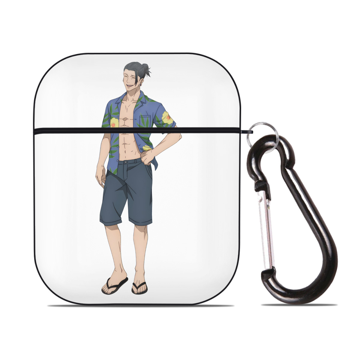 （画像用） 呪術廻戦 Jujutsu Kaisen AirPods 第2世代保護ケース ハードシェル ブラック 耐衝撃・防指紋・カラビナ付き