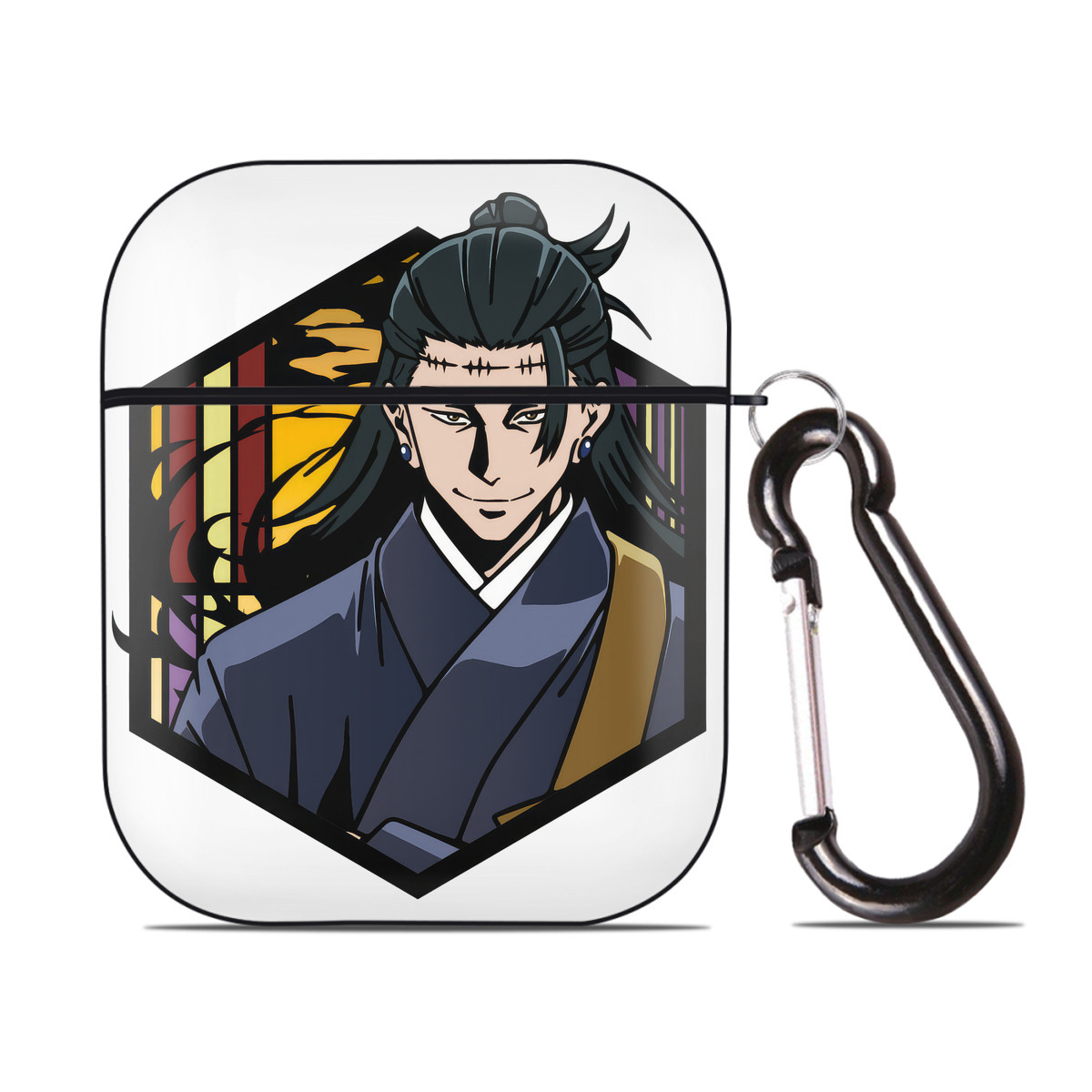（画像用） 呪術廻戦 Jujutsu Kaisen AirPods 第2世代保護ケース ハードシェル ブラック 耐衝撃・防指紋・カラビナ付き