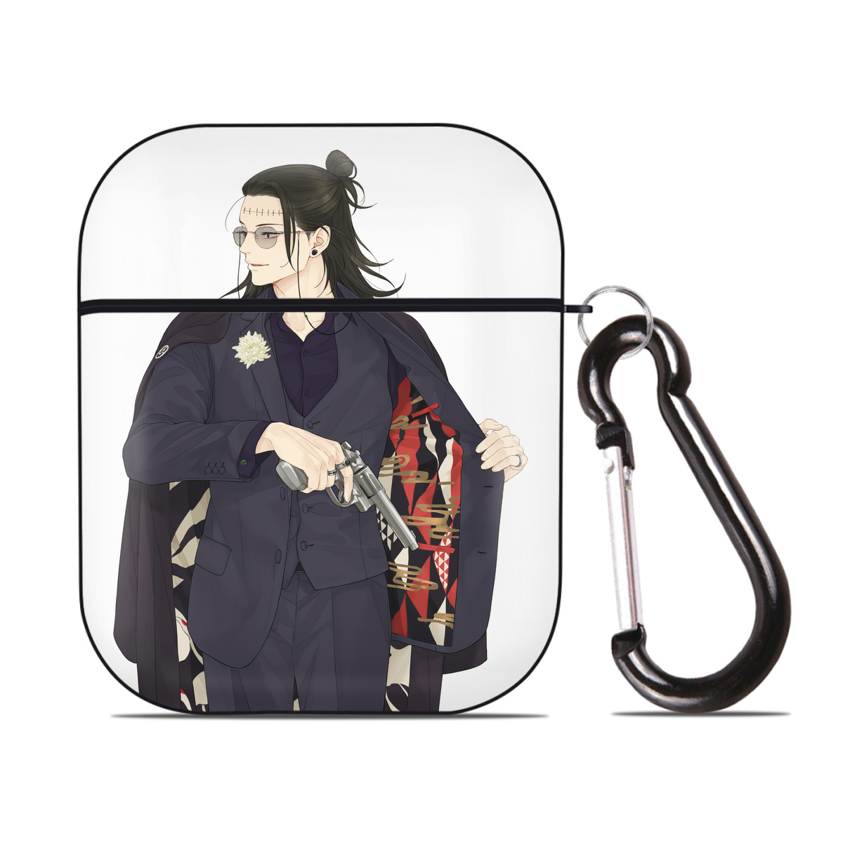 （画像用） 呪術廻戦 Jujutsu Kaisen AirPods 第2世代保護ケース ハードシェル ブラック 耐衝撃・防指紋・カラビナ付き