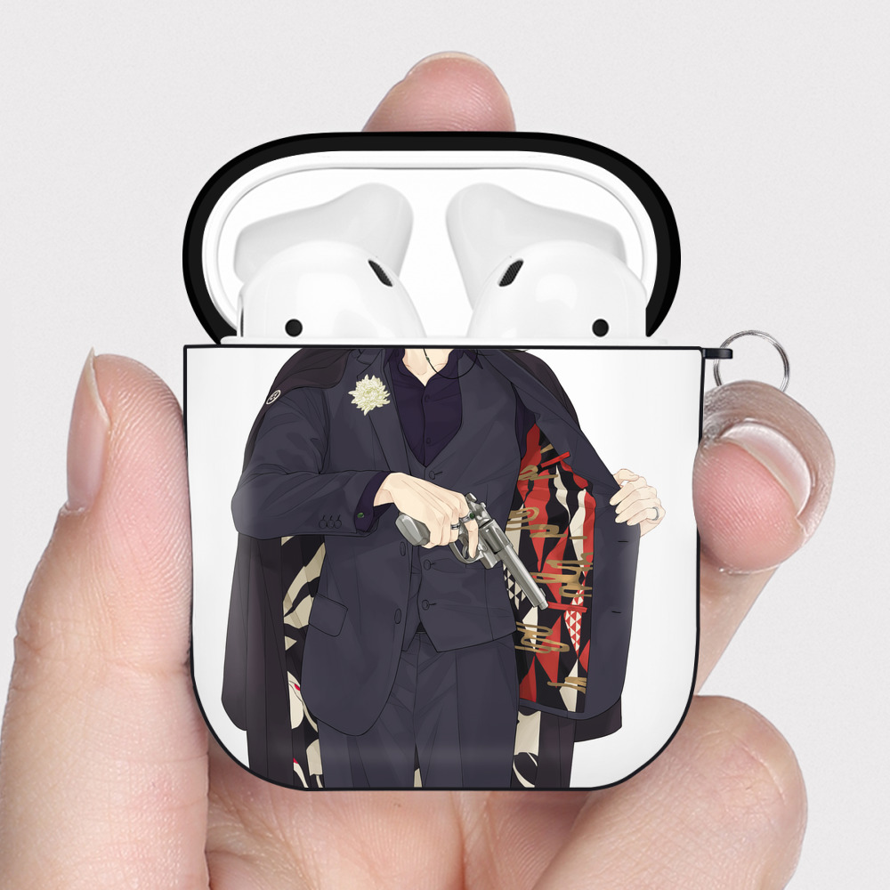 （画像用） 呪術廻戦 Jujutsu Kaisen AirPods 第2世代保護ケース ハードシェル ブラック 耐衝撃・防指紋・カラビナ付き