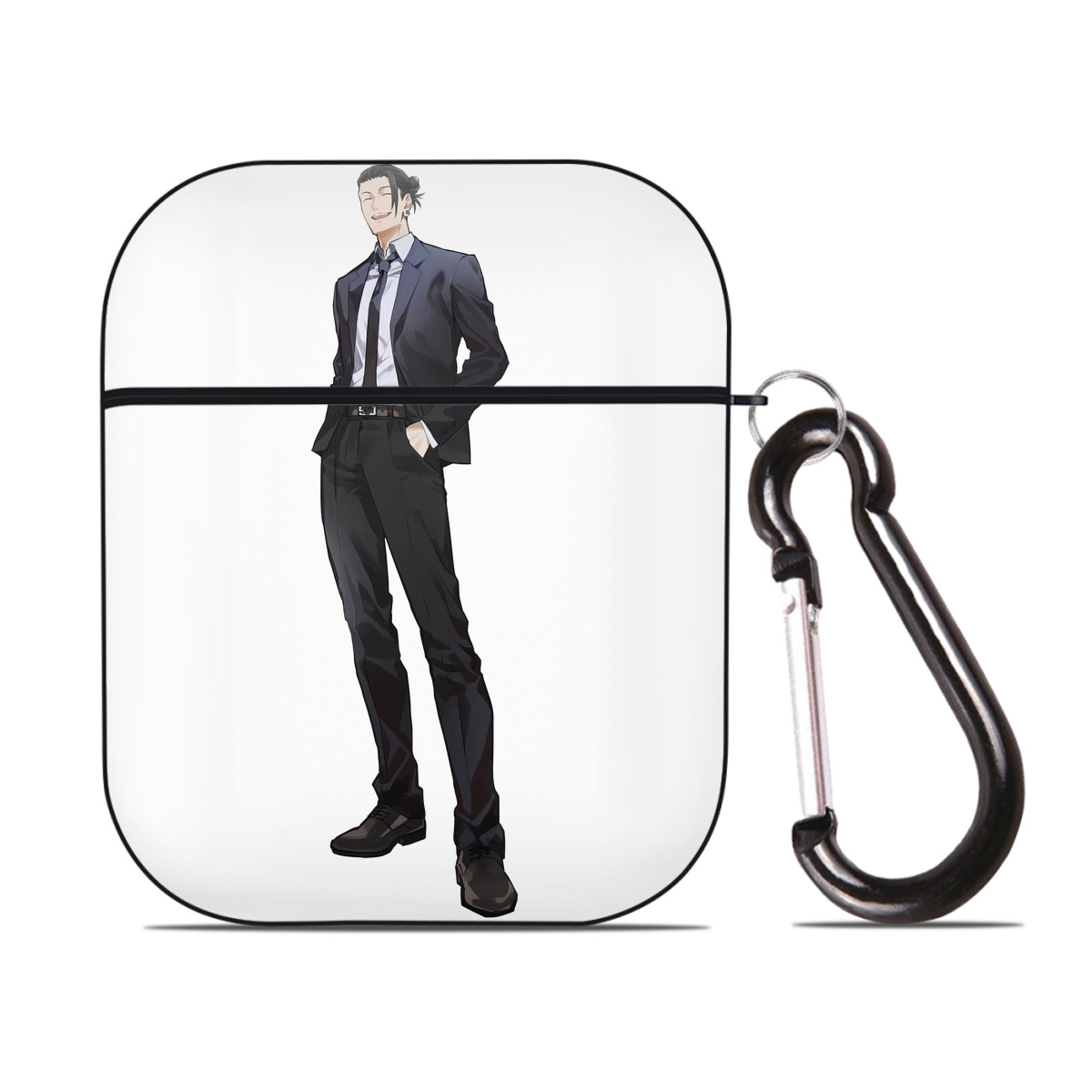 （画像用） 呪術廻戦 Jujutsu Kaisen AirPods 第2世代保護ケース ハードシェル ブラック 耐衝撃・防指紋・カラビナ付き