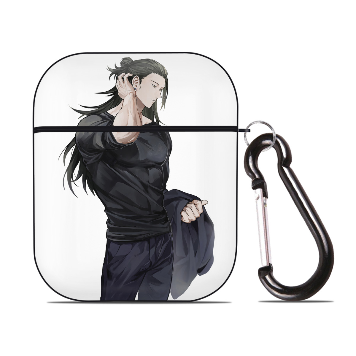 （画像用） 呪術廻戦 Jujutsu Kaisen AirPods 第2世代保護ケース ハードシェル ブラック 耐衝撃・防指紋・カラビナ付き