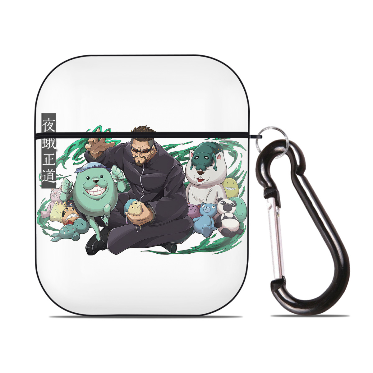 （画像用） 呪術廻戦 Jujutsu Kaisen AirPods 第2世代保護ケース ハードシェル ブラック 耐衝撃・防指紋・カラビナ付き