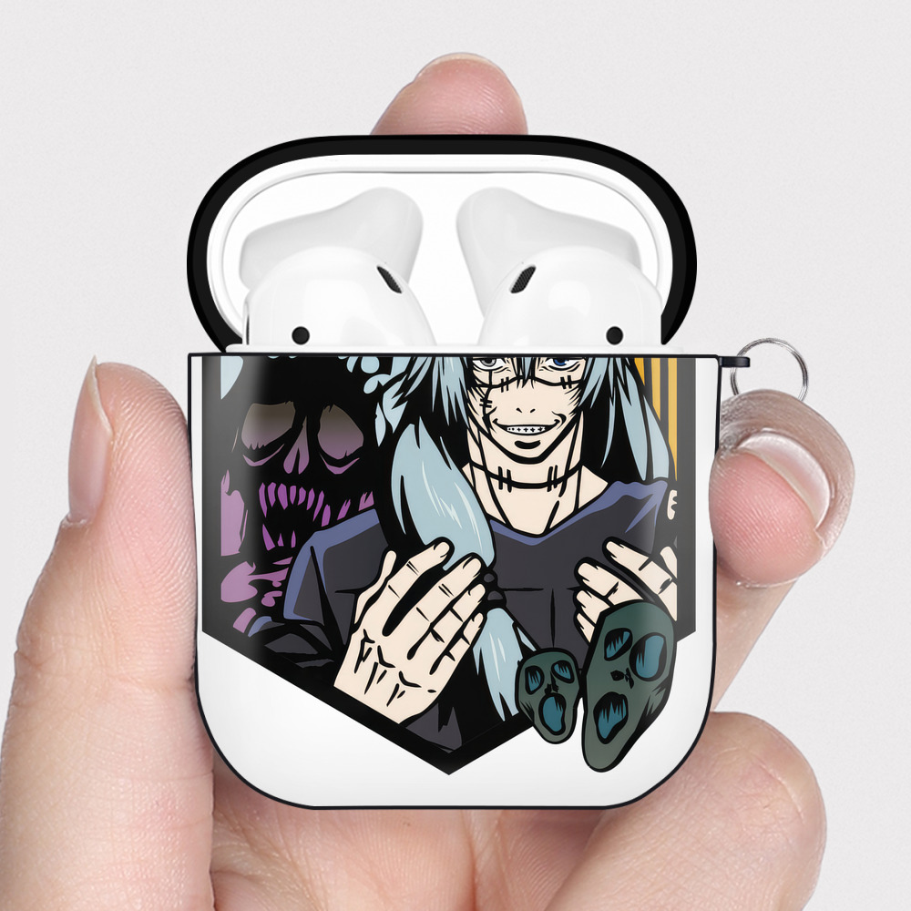 （画像用） 呪術廻戦 Jujutsu Kaisen AirPods 第2世代保護ケース ハードシェル ブラック 耐衝撃・防指紋・カラビナ付き