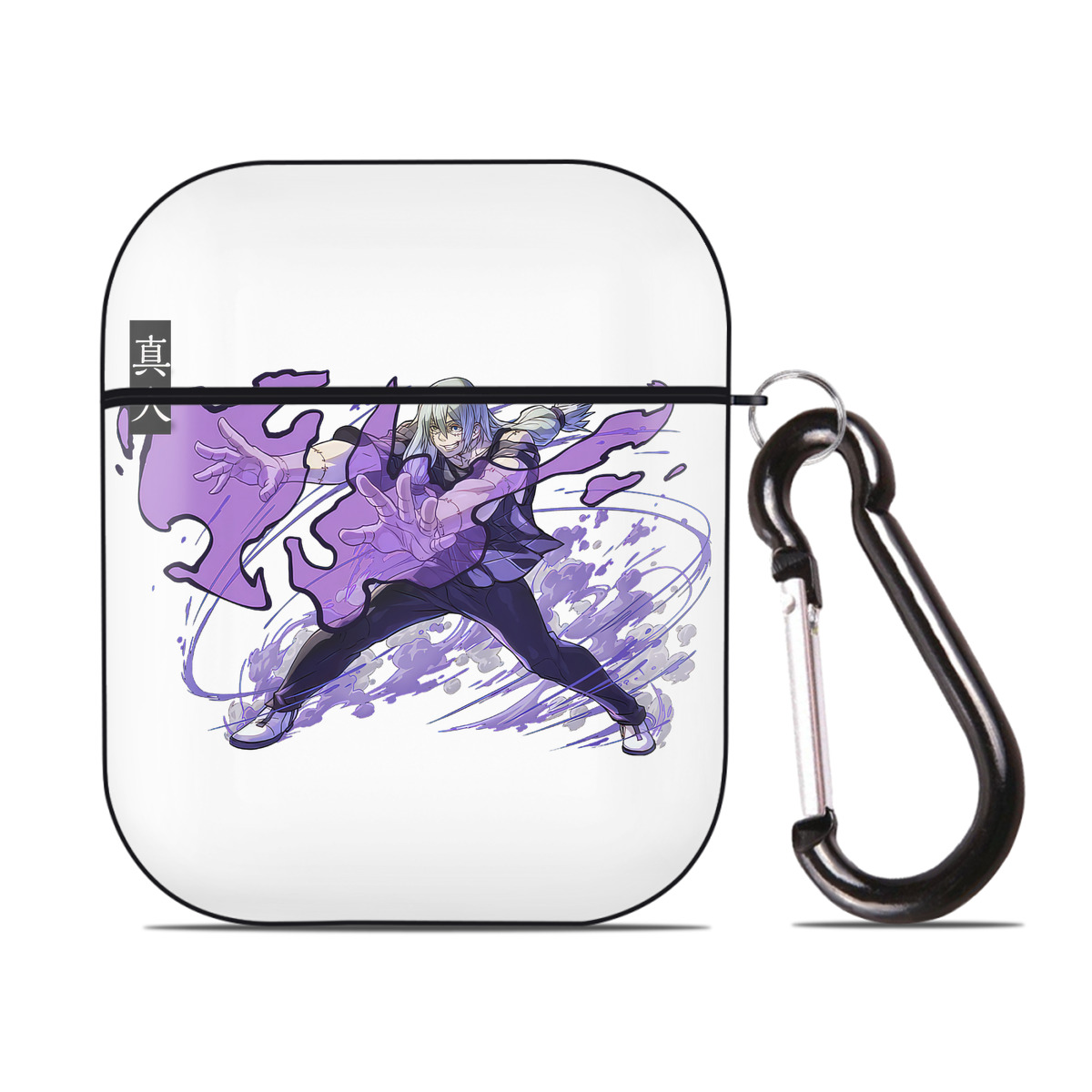（画像用） 呪術廻戦 Jujutsu Kaisen AirPods 第2世代保護ケース ハードシェル ブラック 耐衝撃・防指紋・カラビナ付き