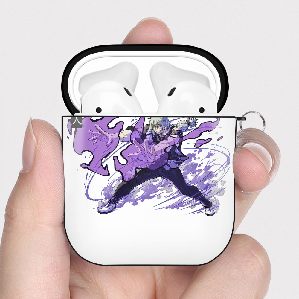 （画像用） 呪術廻戦 Jujutsu Kaisen AirPods 第2世代保護ケース ハードシェル ブラック 耐衝撃・防指紋・カラビナ付き