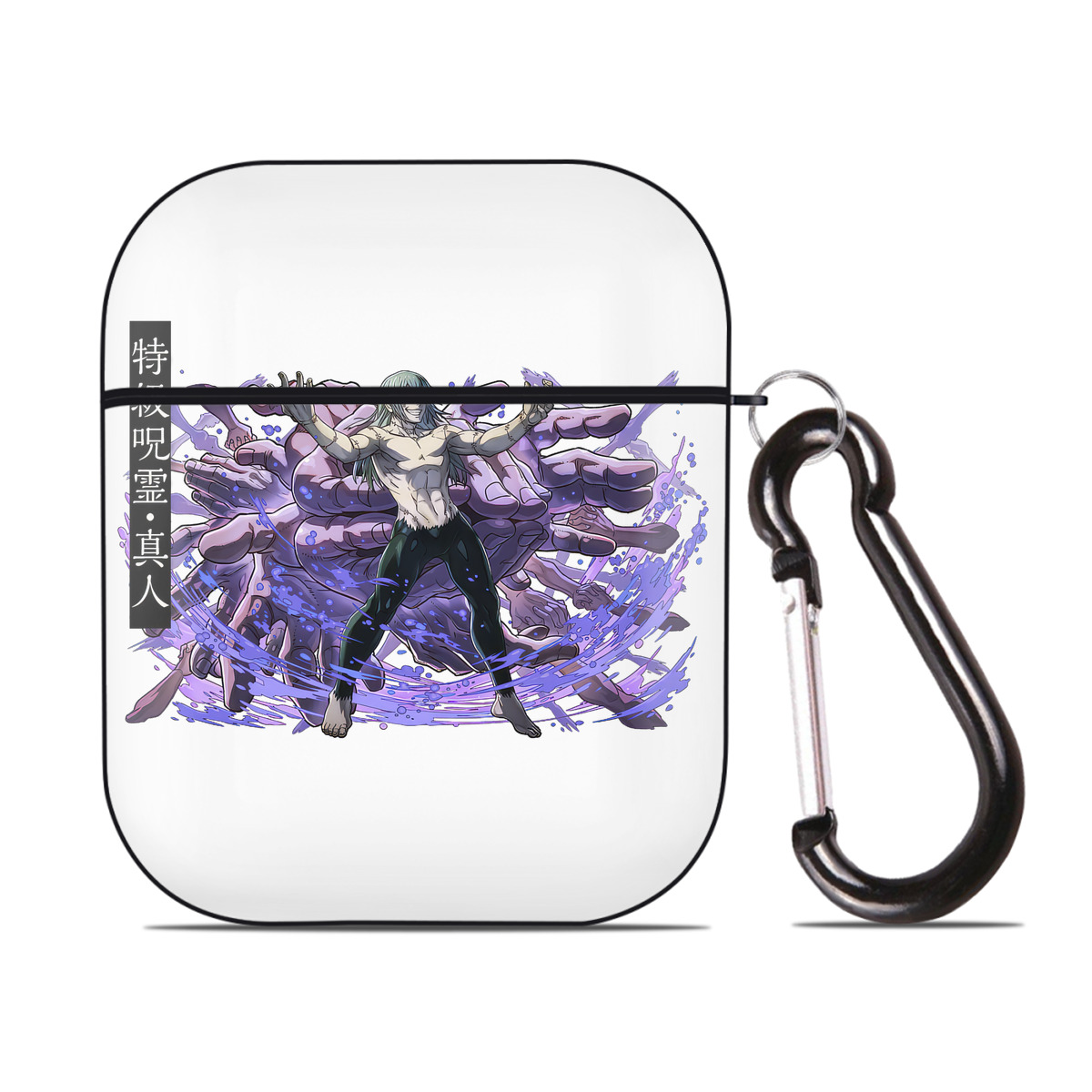 （画像用） 呪術廻戦 Jujutsu Kaisen AirPods 第2世代保護ケース ハードシェル ブラック 耐衝撃・防指紋・カラビナ付き
