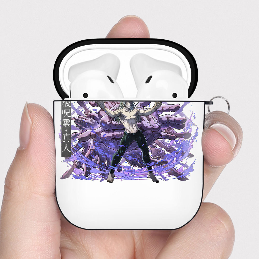 （画像用） 呪術廻戦 Jujutsu Kaisen AirPods 第2世代保護ケース ハードシェル ブラック 耐衝撃・防指紋・カラビナ付き