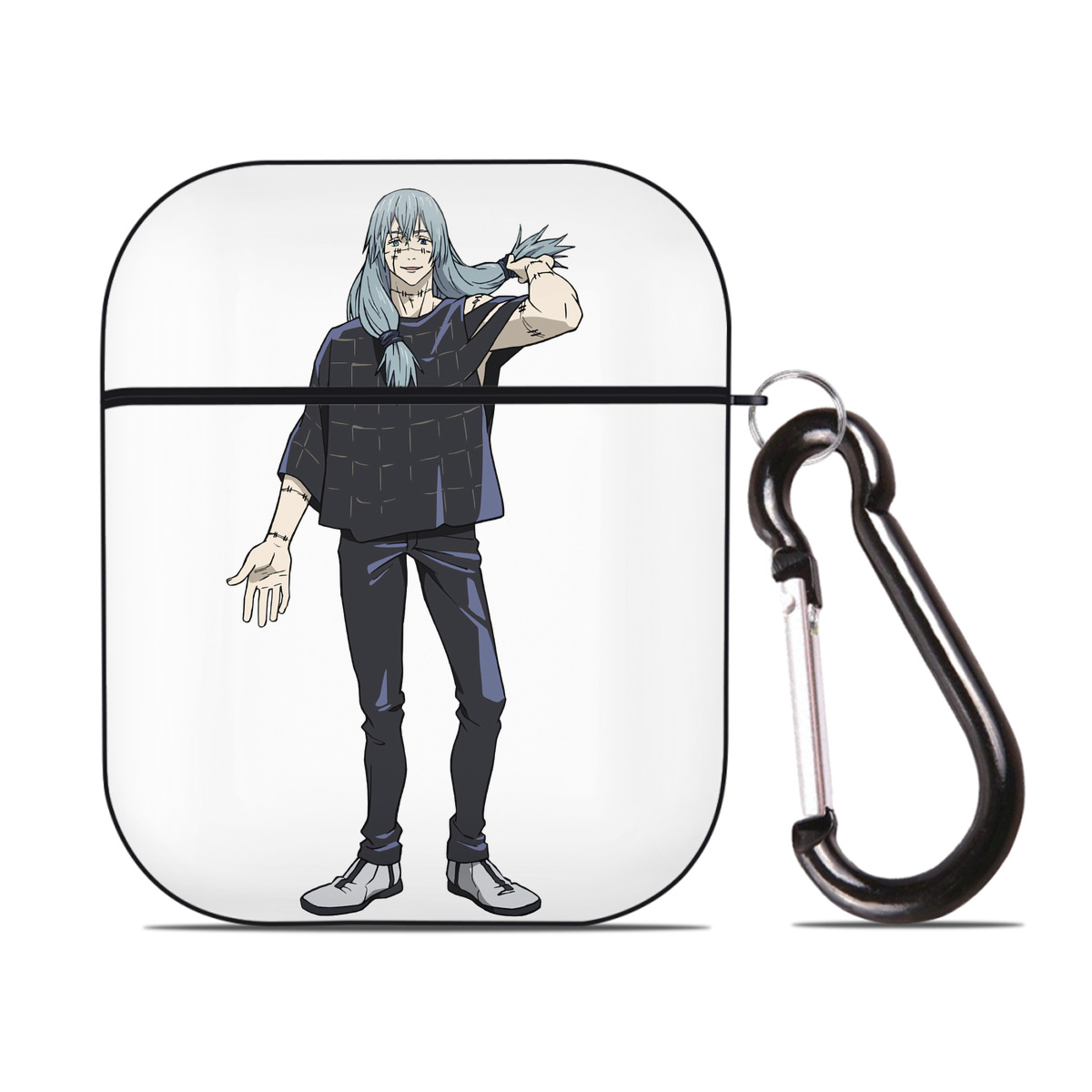 （画像用） 呪術廻戦 Jujutsu Kaisen AirPods 第2世代保護ケース ハードシェル ブラック 耐衝撃・防指紋・カラビナ付き