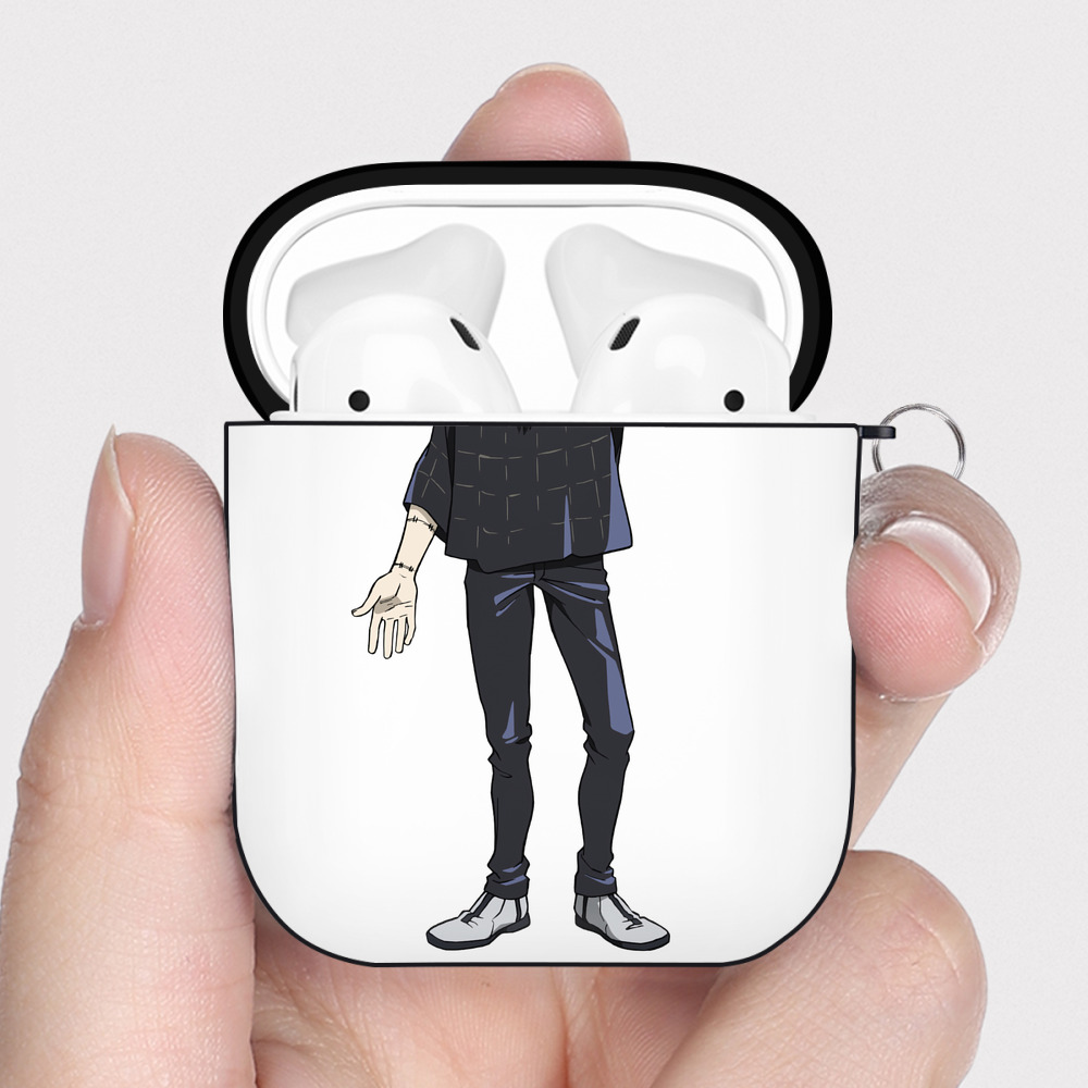 （画像用） 呪術廻戦 Jujutsu Kaisen AirPods 第2世代保護ケース ハードシェル ブラック 耐衝撃・防指紋・カラビナ付き