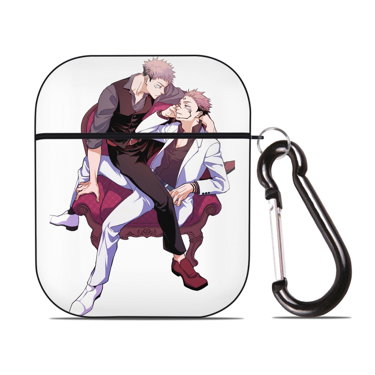 （画像用） 呪術廻戦 Jujutsu Kaisen AirPods 第2世代保護ケース ハードシェル ブラック 耐衝撃・防指紋・カラビナ付き