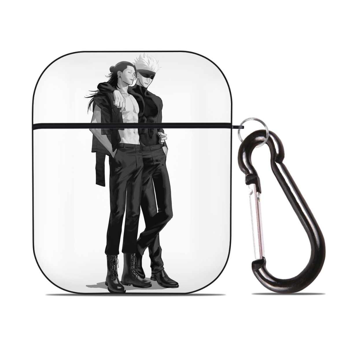 （画像用） 呪術廻戦 Jujutsu Kaisen AirPods 第2世代保護ケース ハードシェル ブラック 耐衝撃・防指紋・カラビナ付き