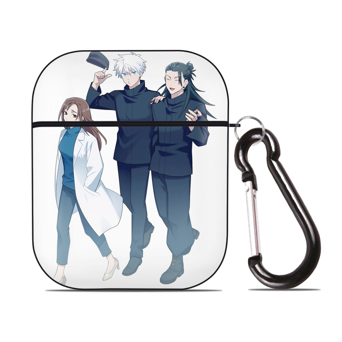 （画像用） 呪術廻戦 Jujutsu Kaisen AirPods 第2世代保護ケース ハードシェル ブラック 耐衝撃・防指紋・カラビナ付き
