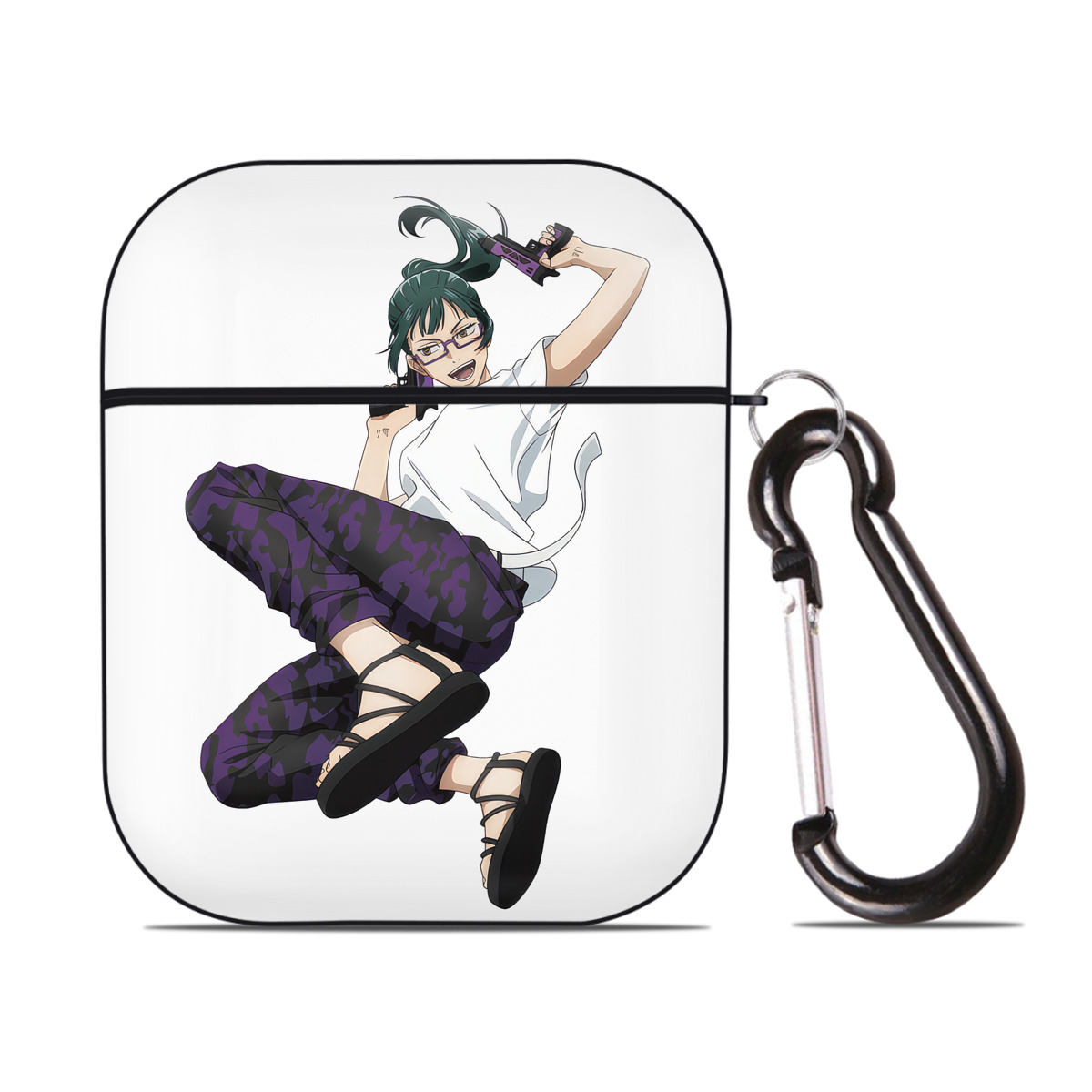 （画像用） 呪術廻戦 Jujutsu Kaisen AirPods 第2世代保護ケース ハードシェル ブラック 耐衝撃・防指紋・カラビナ付き