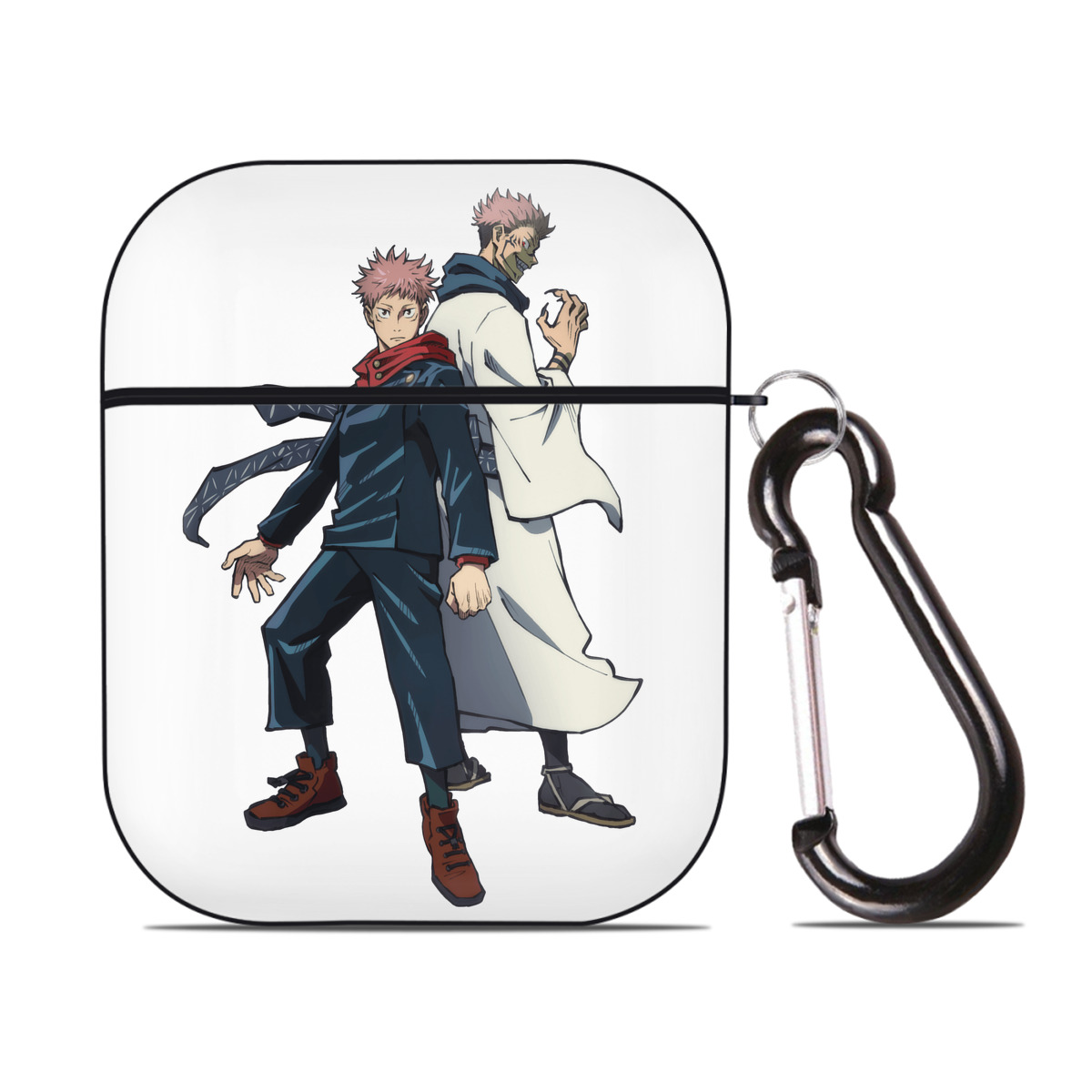 （画像用） 呪術廻戦 Jujutsu Kaisen AirPods 第2世代保護ケース ハードシェル ブラック 耐衝撃・防指紋・カラビナ付き