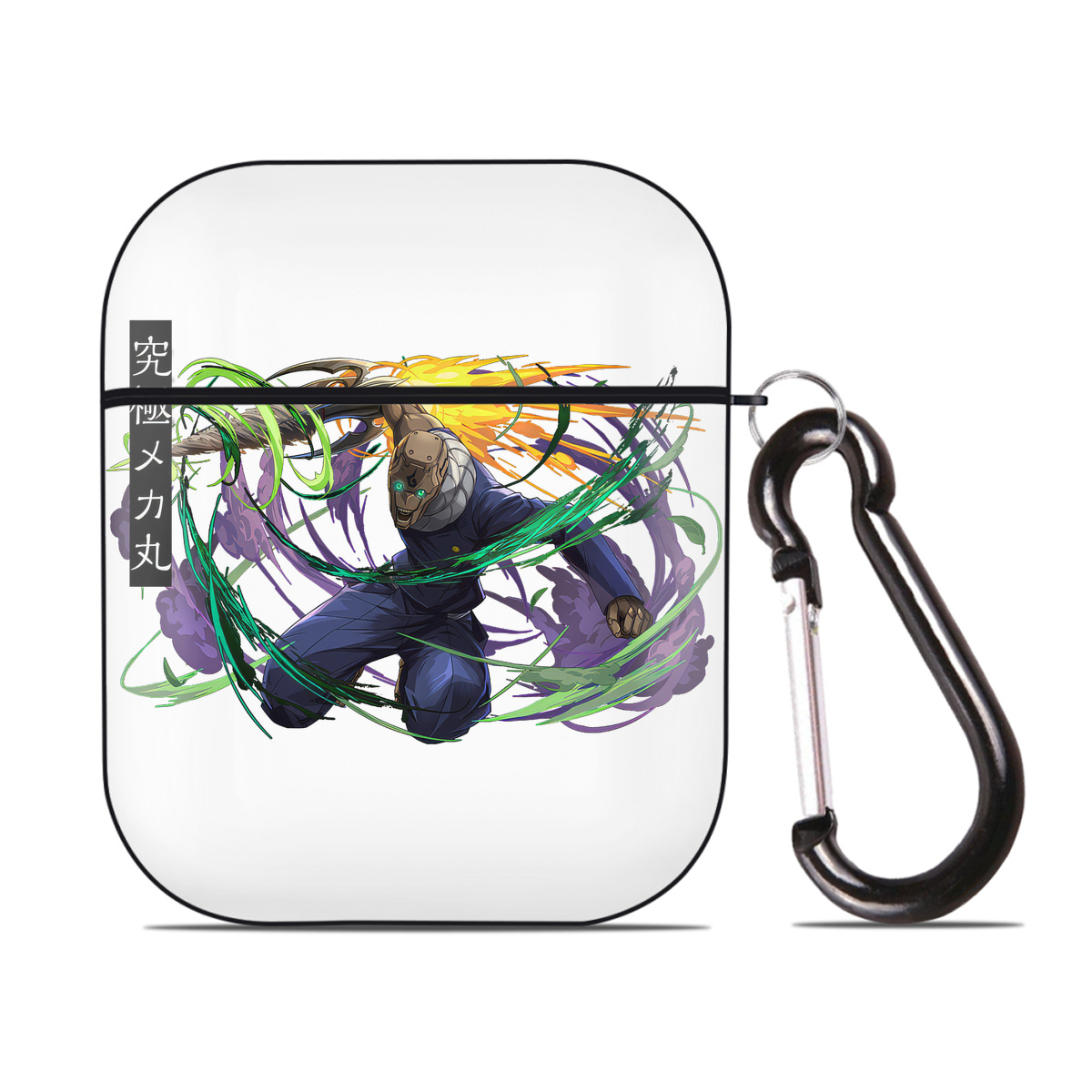 （画像用） 呪術廻戦 Jujutsu Kaisen AirPods 第2世代保護ケース ハードシェル ブラック 耐衝撃・防指紋・カラビナ付き