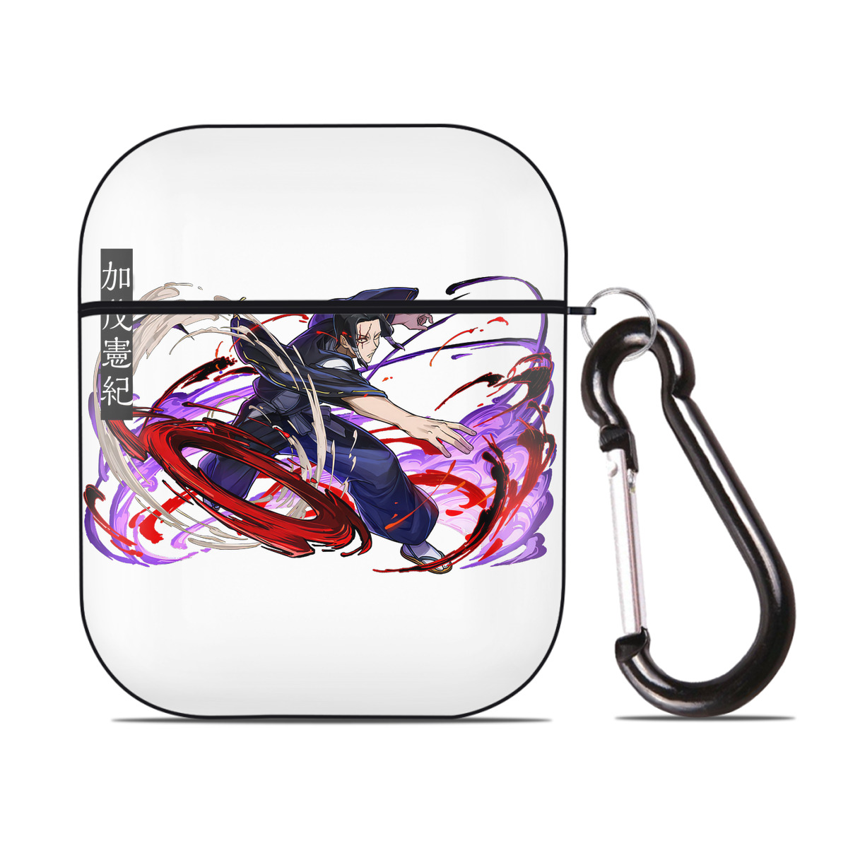 （画像用） 呪術廻戦 Jujutsu Kaisen AirPods 第2世代保護ケース ハードシェル ブラック 耐衝撃・防指紋・カラビナ付き