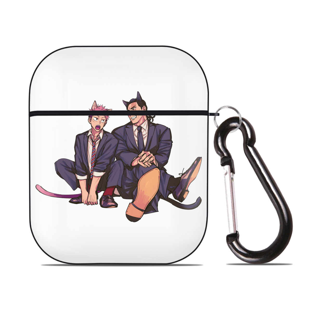 （画像用） 呪術廻戦 Jujutsu Kaisen AirPods 第2世代保護ケース ハードシェル ブラック 耐衝撃・防指紋・カラビナ付き