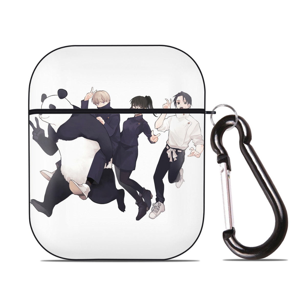 （画像用） 呪術廻戦 Jujutsu Kaisen AirPods 第2世代保護ケース ハードシェル ブラック 耐衝撃・防指紋・カラビナ付き