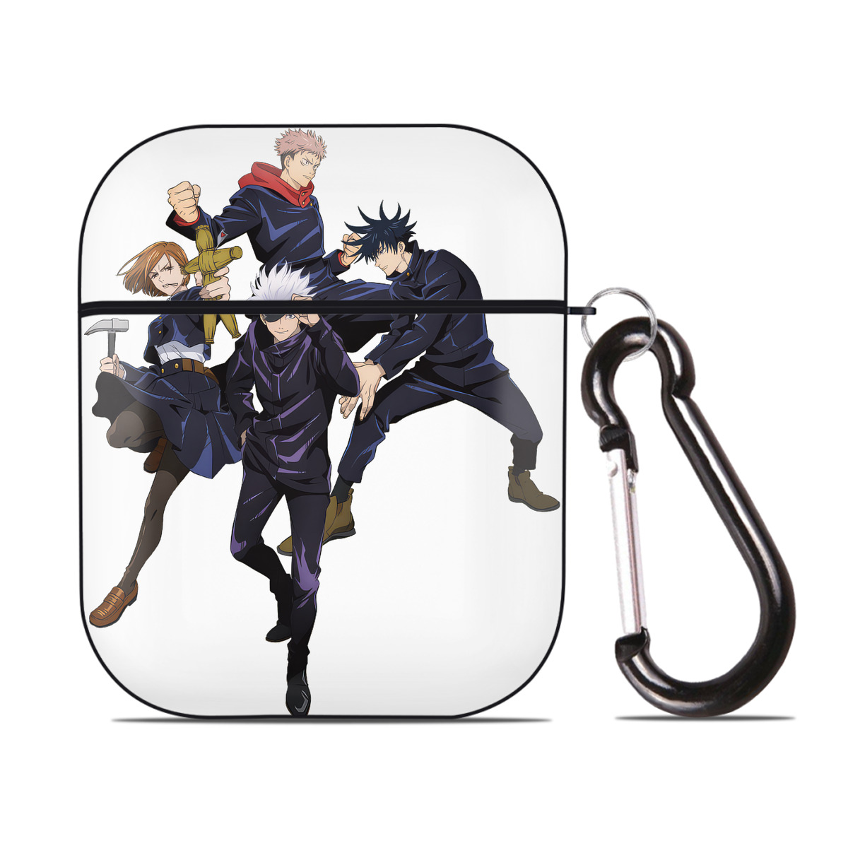 （画像用） 呪術廻戦 Jujutsu Kaisen AirPods 第2世代保護ケース ハードシェル ブラック 耐衝撃・防指紋・カラビナ付き