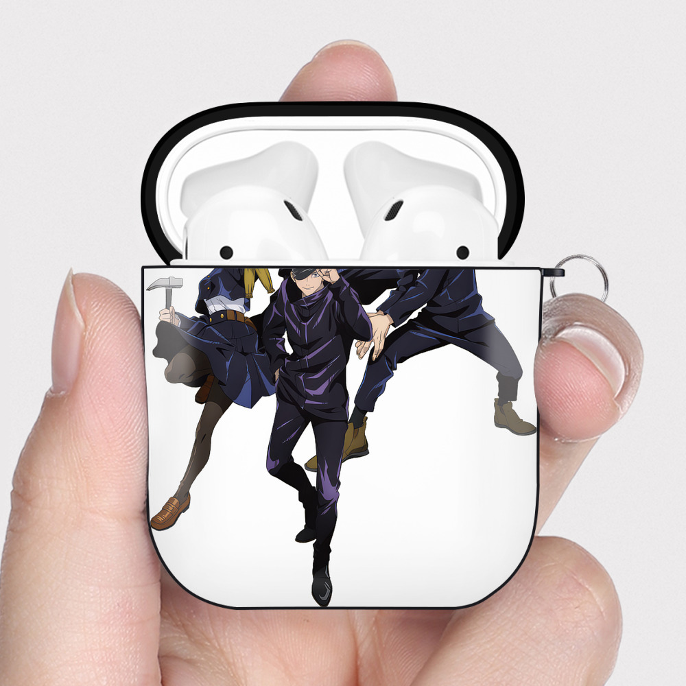 （画像用） 呪術廻戦 Jujutsu Kaisen AirPods 第2世代保護ケース ハードシェル ブラック 耐衝撃・防指紋・カラビナ付き