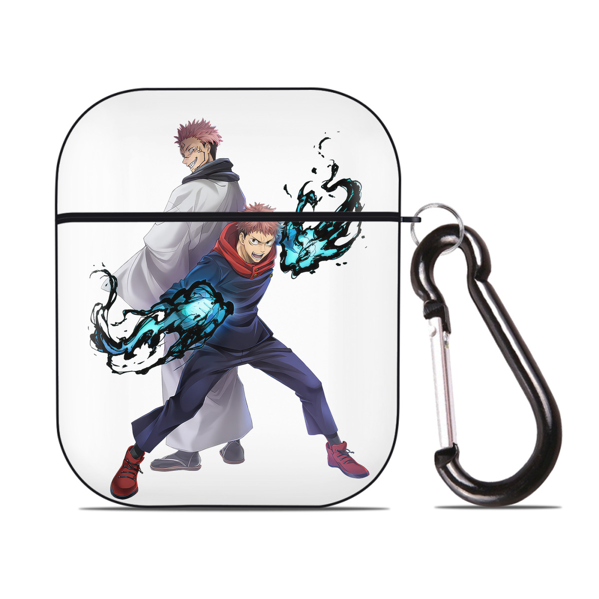 （画像用） 呪術廻戦 Jujutsu Kaisen AirPods 第2世代保護ケース ハードシェル ブラック 耐衝撃・防指紋・カラビナ付き