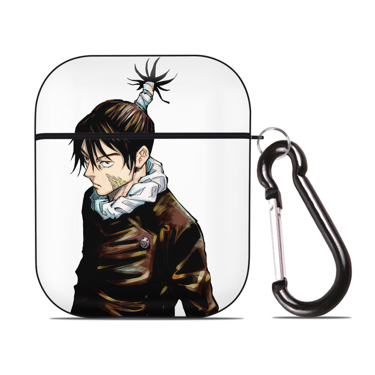 （画像用） 呪術廻戦 Jujutsu Kaisen AirPods 第2世代保護ケース ハードシェル ブラック 耐衝撃・防指紋・カラビナ付き