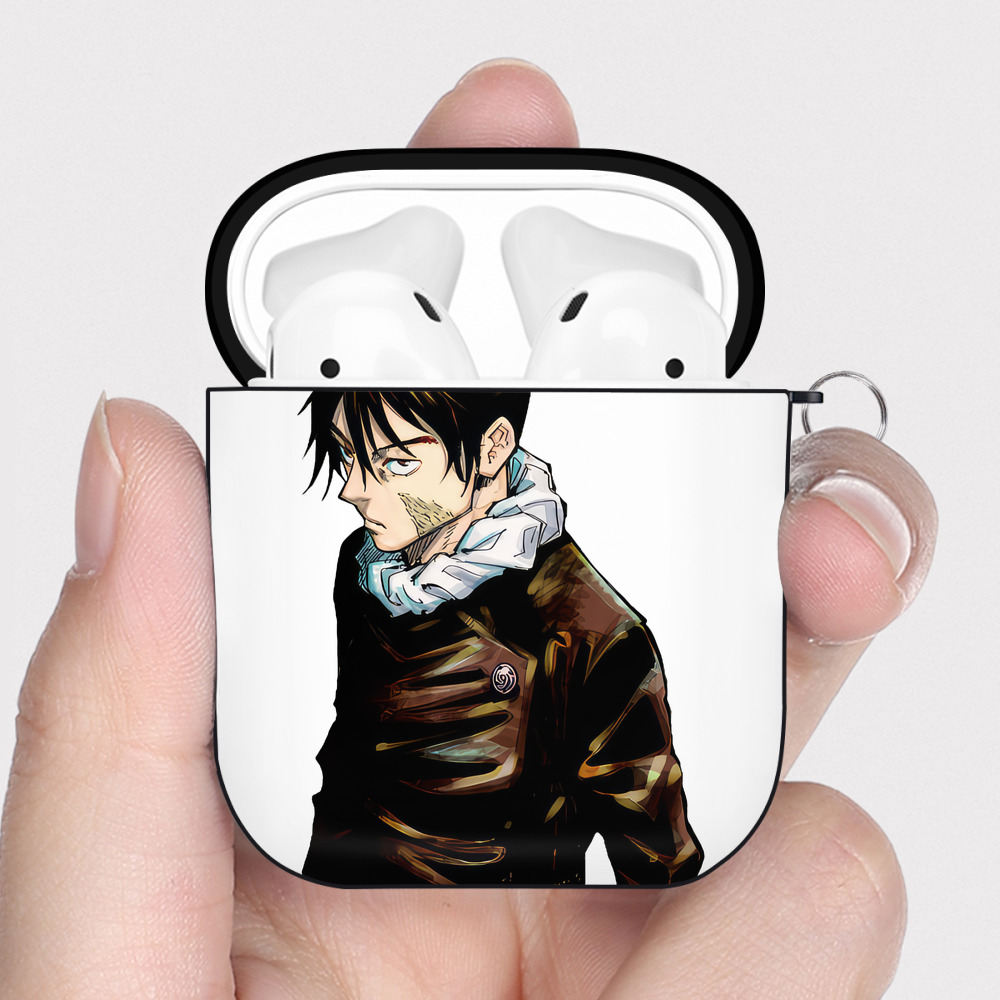（画像用） 呪術廻戦 Jujutsu Kaisen AirPods 第2世代保護ケース ハードシェル ブラック 耐衝撃・防指紋・カラビナ付き