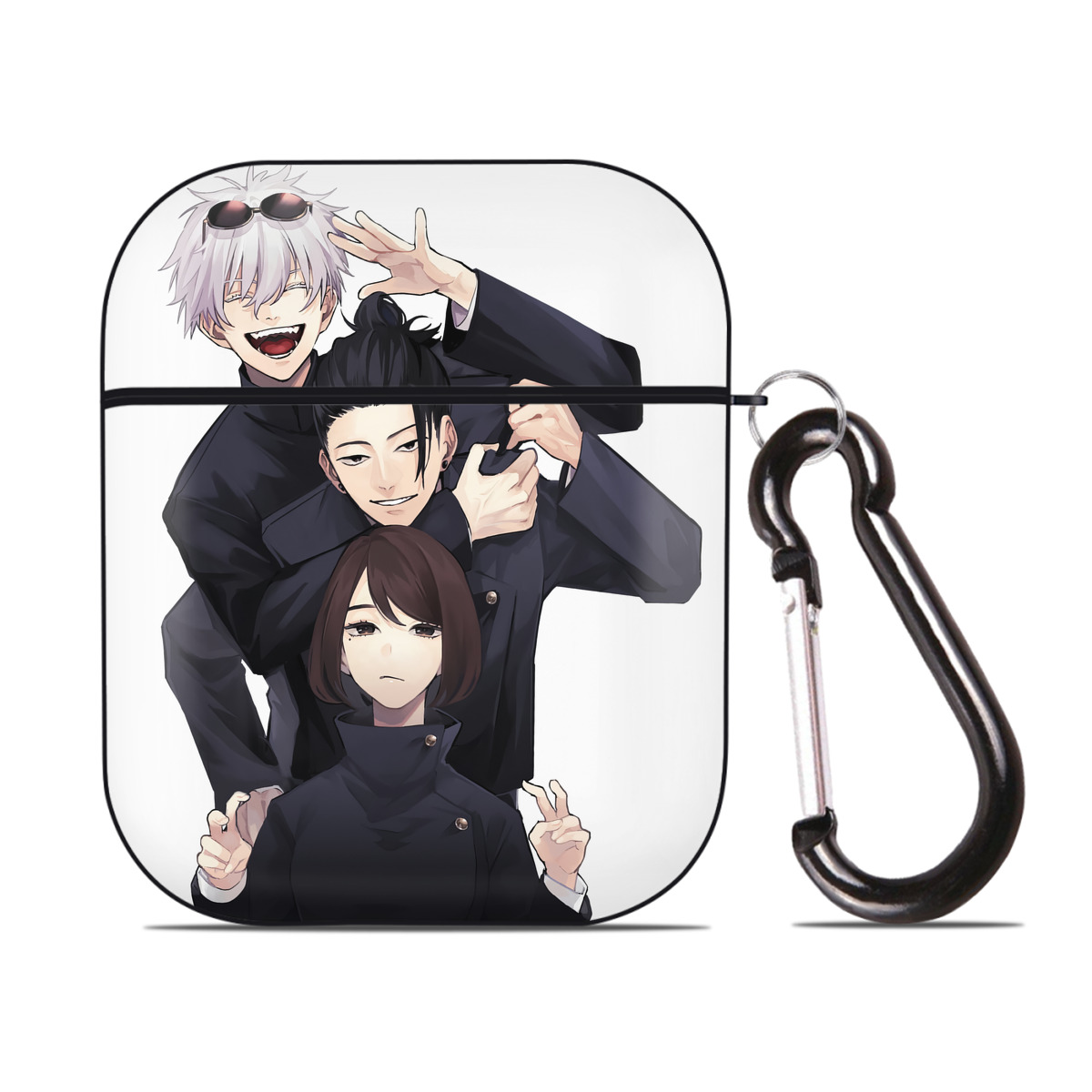 （画像用） 呪術廻戦 Jujutsu Kaisen AirPods 第2世代保護ケース ハードシェル ブラック 耐衝撃・防指紋・カラビナ付き