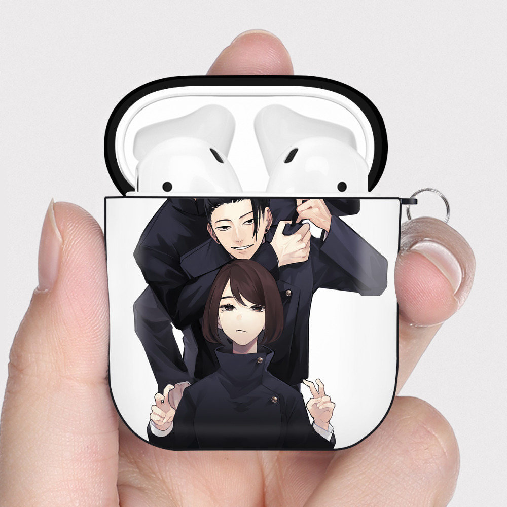 （画像用） 呪術廻戦 Jujutsu Kaisen AirPods 第2世代保護ケース ハードシェル ブラック 耐衝撃・防指紋・カラビナ付き