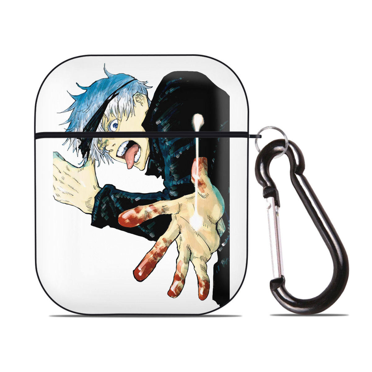（画像用） 呪術廻戦 Jujutsu Kaisen AirPods 第2世代保護ケース ハードシェル ブラック 耐衝撃・防指紋・カラビナ付き