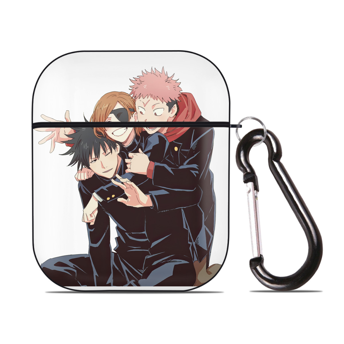 （画像用） 呪術廻戦 Jujutsu Kaisen AirPods 第2世代保護ケース ハードシェル ブラック 耐衝撃・防指紋・カラビナ付き