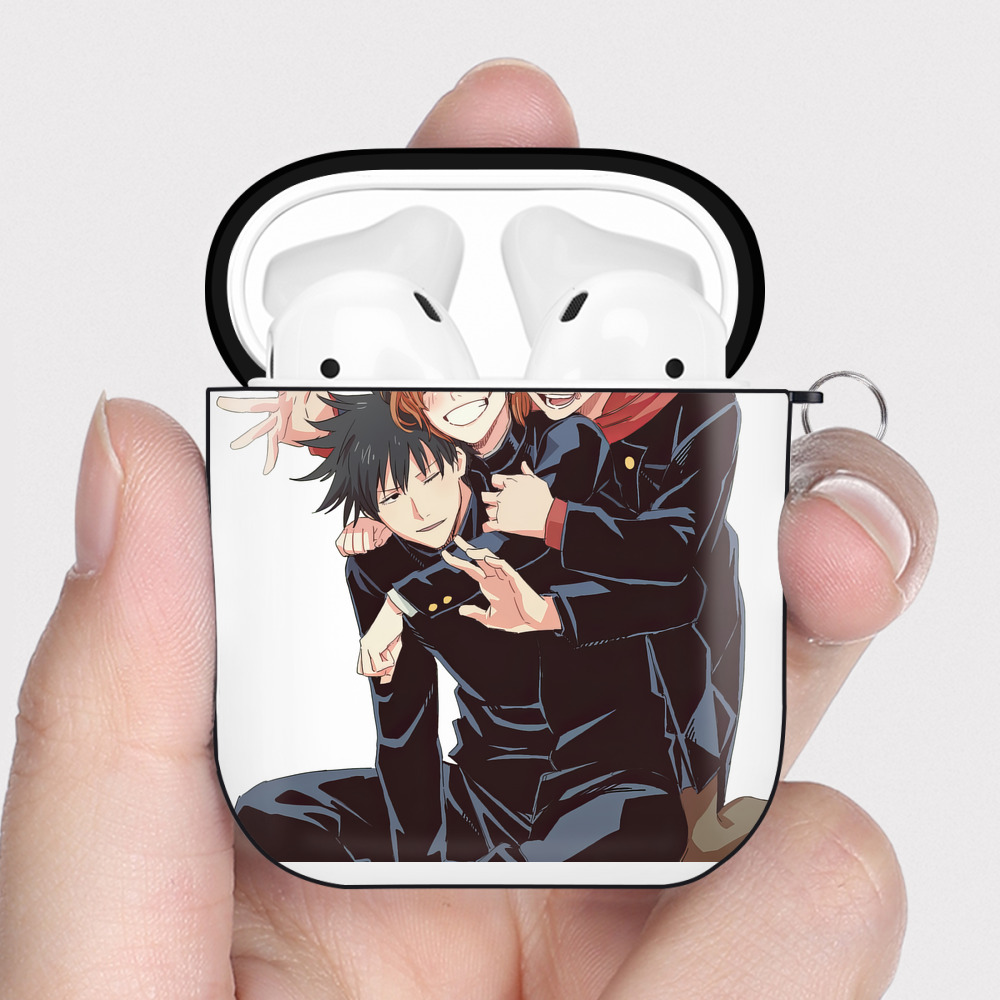 （画像用） 呪術廻戦 Jujutsu Kaisen AirPods 第2世代保護ケース ハードシェル ブラック 耐衝撃・防指紋・カラビナ付き
